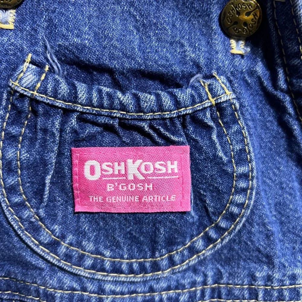 Vintage OshKosh BGosh Denim Bubble Overalls Kids 24M Blue Shortalls Romper 90s
